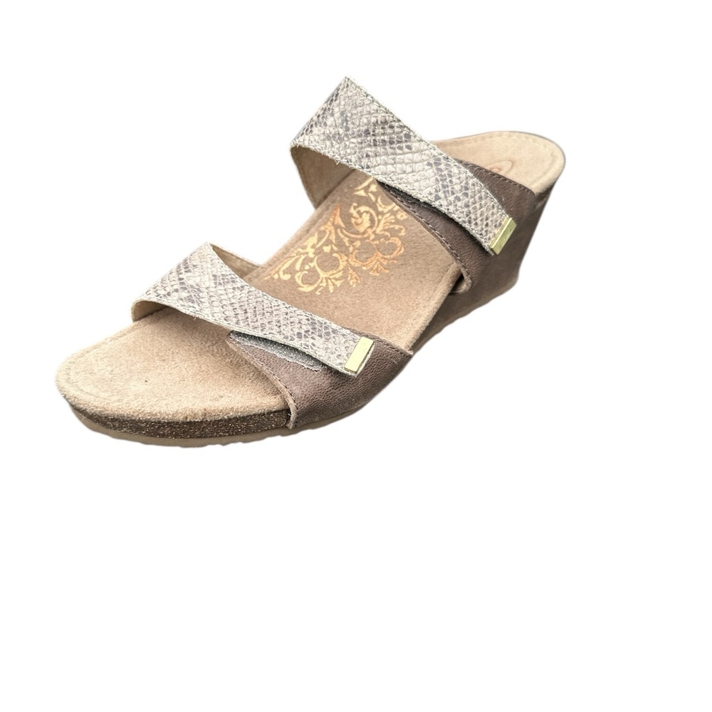 AETREX Chantel Wedge Sandal Double Strap Snake Leather Orthotic Comfort Size 8.5 - Picture 4 of 9